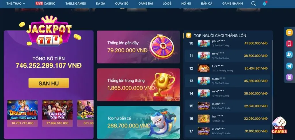Đa dạng trò chơi casino tại W33WIN